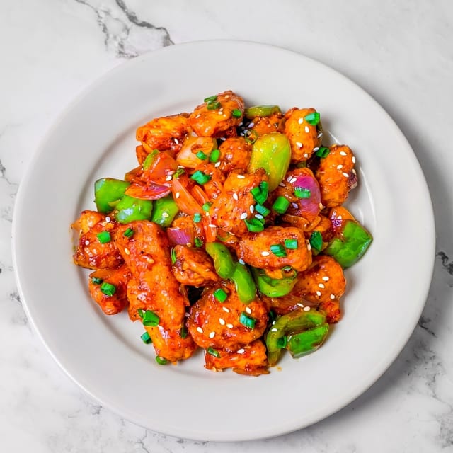 Schezwan Crispy Baby Corn Plate.