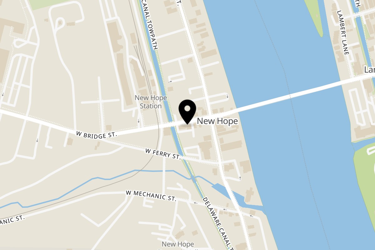 Map showing the location of New Hope Spice Lover on 11 W Bridge St B in New Hope